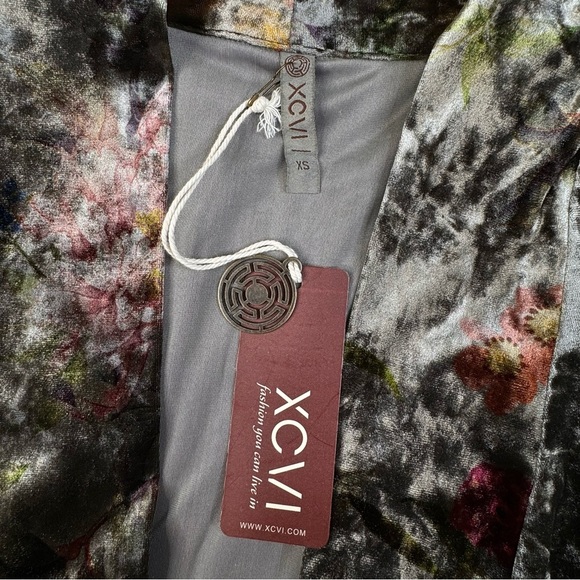XCVI Floral Crushed Velvet Draping Cardigan. Boho Romantic whimsical fairy XS - Picture 3 of 11